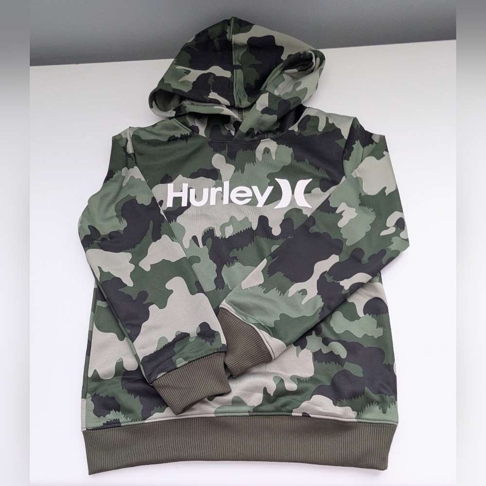 NWT Hurley Kids' (Size 7) Green Camouflage H20-Dri Pullover Hoodie/Sweatshirt